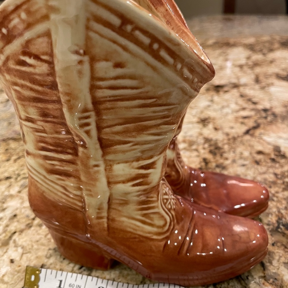 Mccoy Brown and Cream Boot Vase